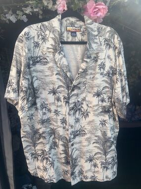 Tropical Print Short-Sleeve Shirt - Cream/Black